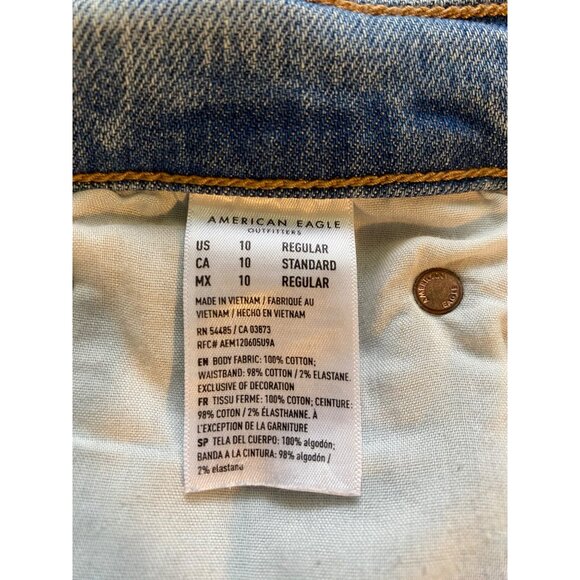 American Eagle 90s Bootcut Jeans Light Wash Distressed Knees Womens Size 10 - Picture 5 of 16